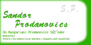 sandor prodanovics business card